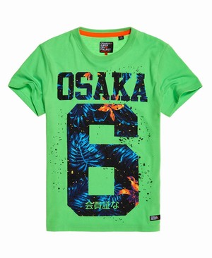 Superdry Osaka Hibiscus Infill Férfi Pólók Zöld | FPULI1385